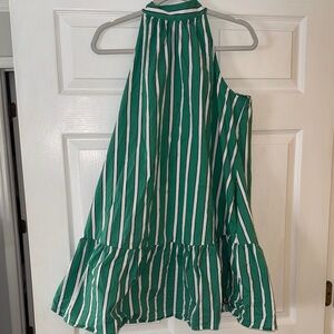 Green and White Striped Halter Top